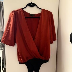 Lulu's Deep Red Wrap Bodysuit